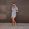 Loose Fashion Sexy Denim Short Sleeve Dress European and American Leisure Women Clothes