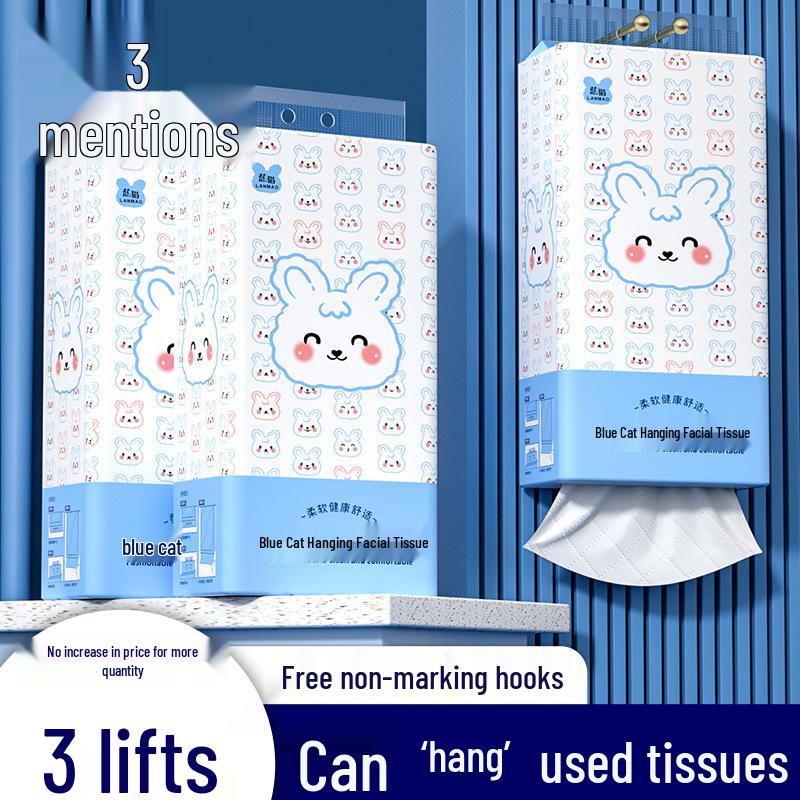 Blue Cat 10-Pack Hanging Facial Tissue Paper Towels for Home Use