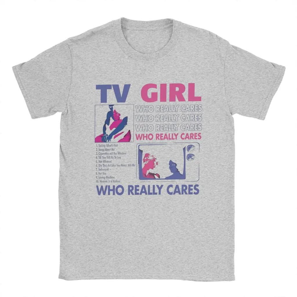 Мужская футболка TV Girl Who Really Cares Хлопковые топы Винтажная футболка с коротким рукавом и круглым вырезом Футболка Новинка