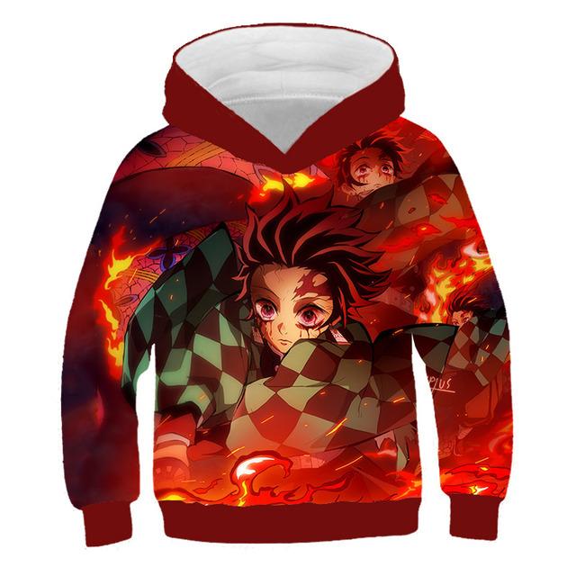 2025 Детские 3D Толстовки Demon Slayer Мода Осень Мальчики Толстовка Худи Манга Kimetsu No Yaiba Мальчики Девочки Джемперы 4-14 лет Одежда