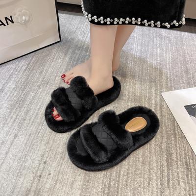 Женские пушистые женские роскошные пушистые плюшевые тапочки из искусственного меха, мягкие домашние тапочки на платформе для девочек, домашние повседневные сабо на плоской подошве с круглым носком, зимние