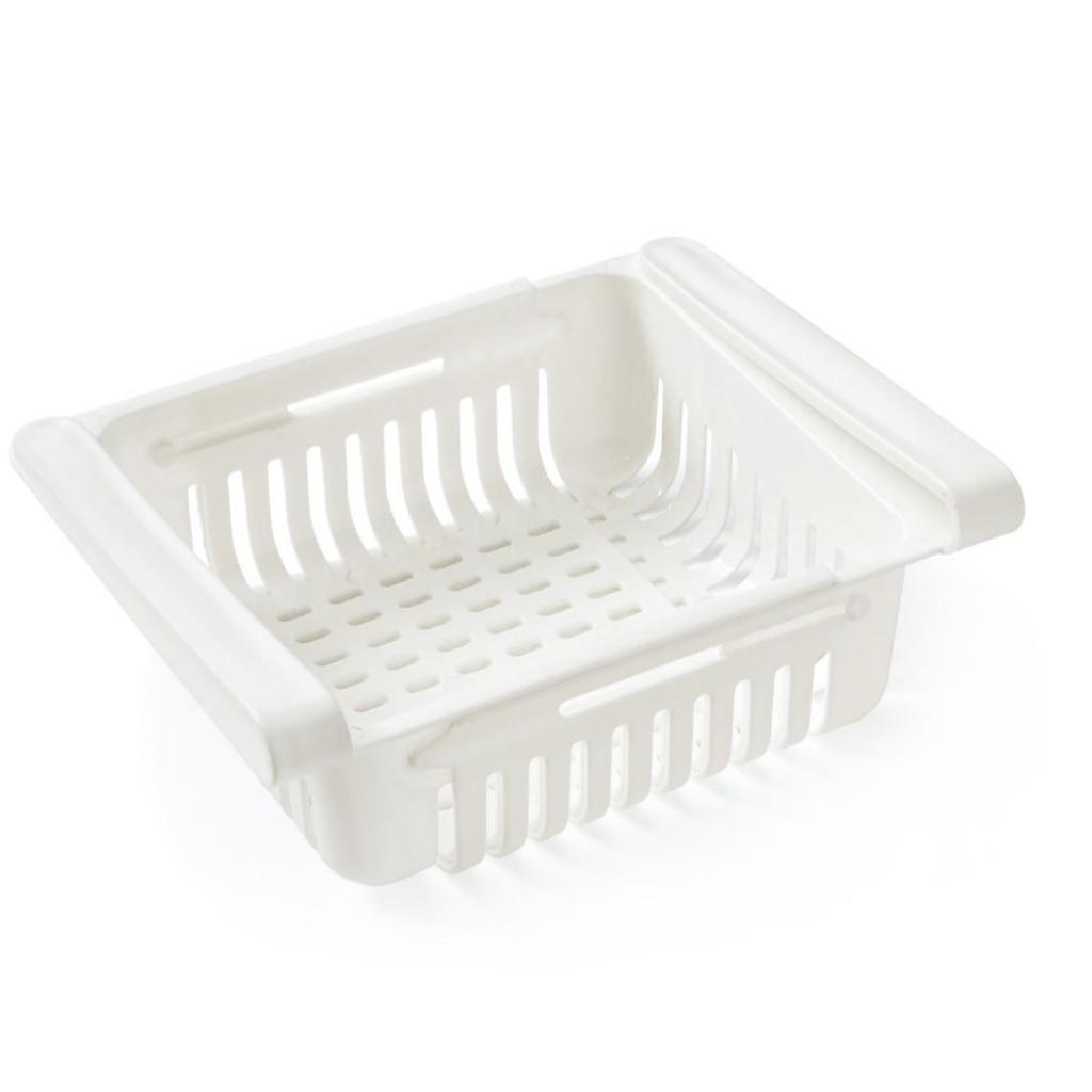 Выдвижная корзина для хранения в холодильнике: Легко чистить и сливать воду, идеально подходит для хранения фруктов и всякой всячины на кухне или в гостиной.