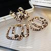 Silver Needle Leopard Print Faux Leather Earrings - Trendy Hong Kong Retro Style Hoops