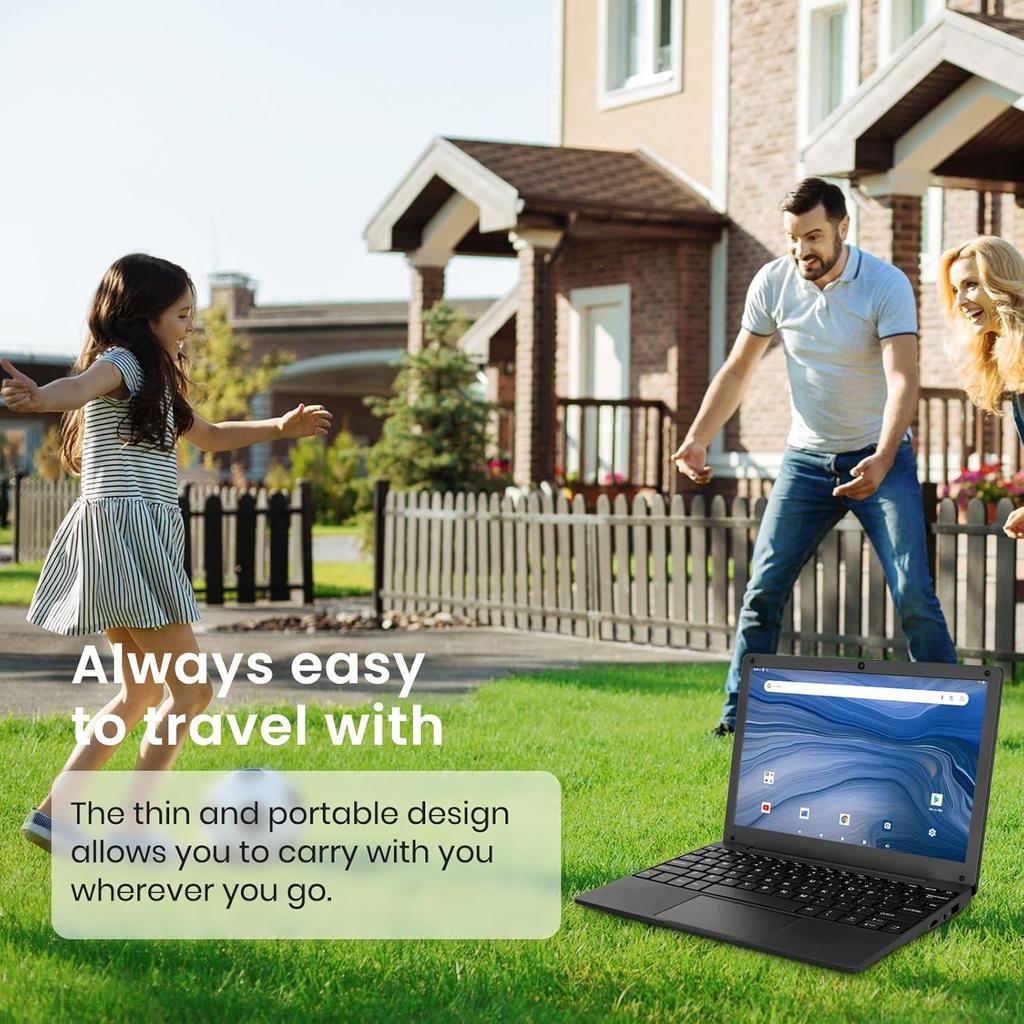 10.1Inch Laptop Quad-Core Processor with Android 12 2GB RAM 64GB ROM Built-in Camera WiFi USB Interface Tpye-C Charging for Learning and Entertainment