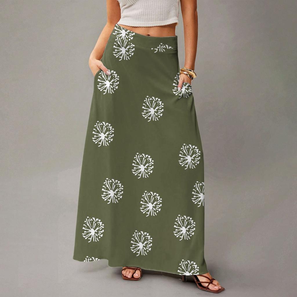 Женская повседневная складная юбка-макси с принтом в горошек, высокой талией и карманом, с драпировкой