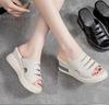 Black White Wedges Heel Sandals Women Summer New Thick Bottom Platform Open Toe Slippers High Heel Slippers