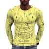 Fun Mathematical Formula Pattern Men's Long Sleeved Casual T-shirts - Soft Medium Stretch Polyester Fabric Spring and Autumn Relaxed Fit Clothing