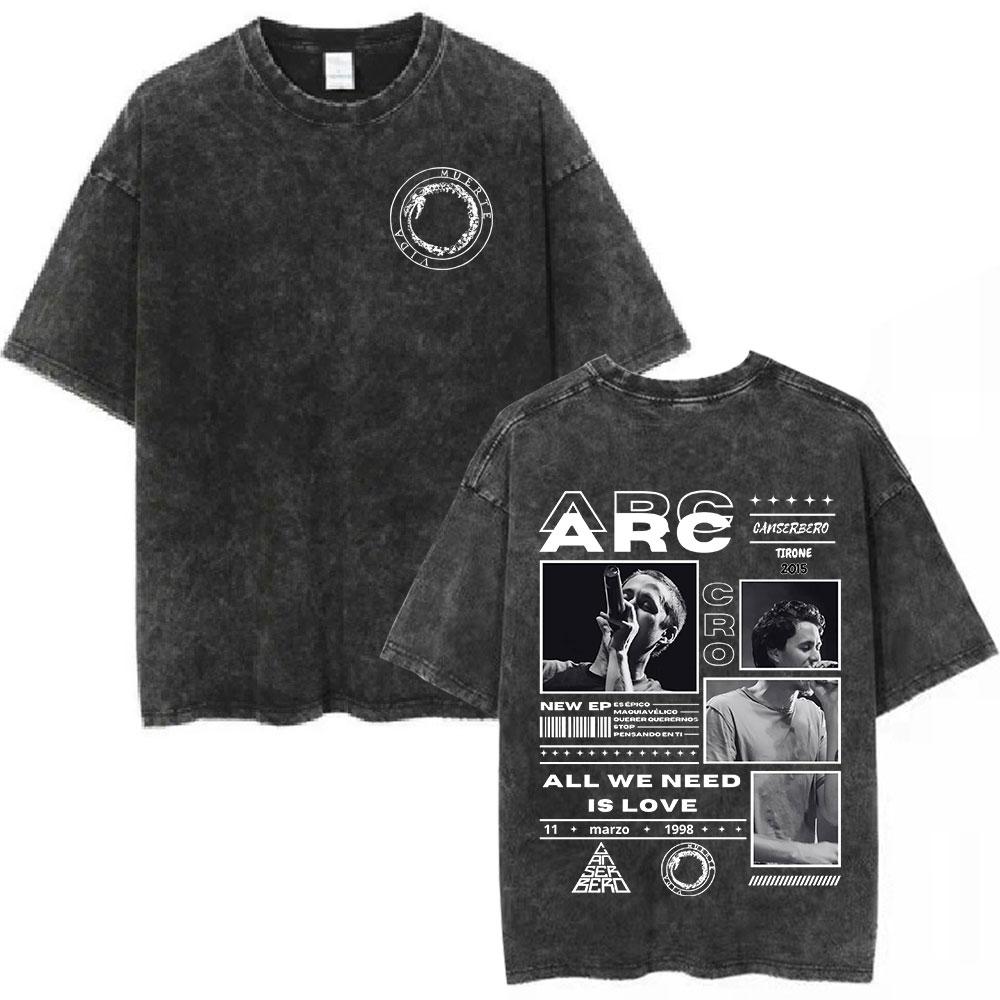 Alvaro Diaz Sayonara Album Vintage Washed T Shirts Mens Clothing Hip Hop Oversized Short Sleeve Tshirt Casual Cotton Tshirts
