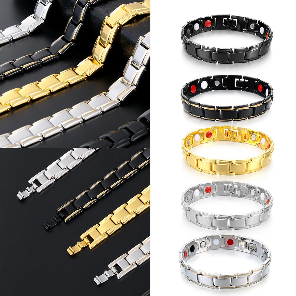 Стальной акупунктурный массажный гематитовый магнитный терапевтический браслет съемный браслет энергетическое исцеление