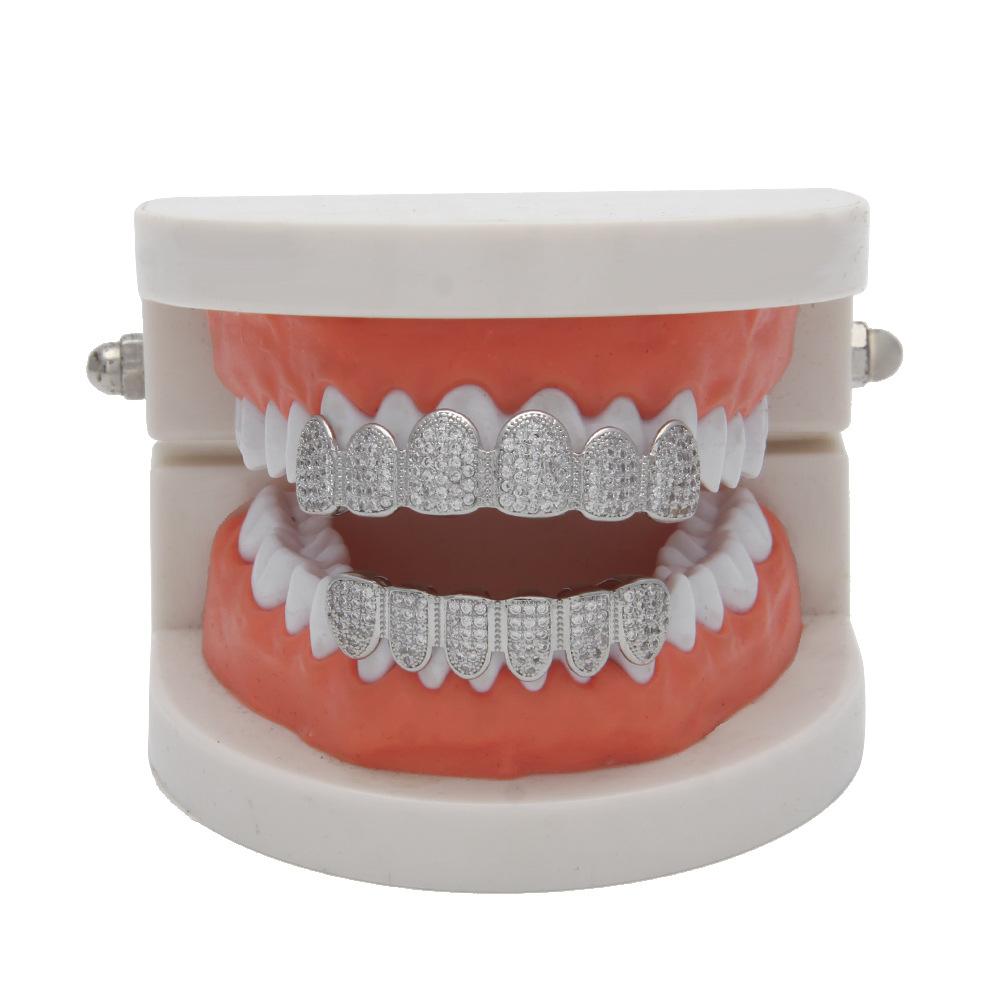 UWIN Hiphop Grillz Fashion Light up Body Jewelry Man Trendy Gold / Silver Copper With Zirconia Punk Dental Grillz