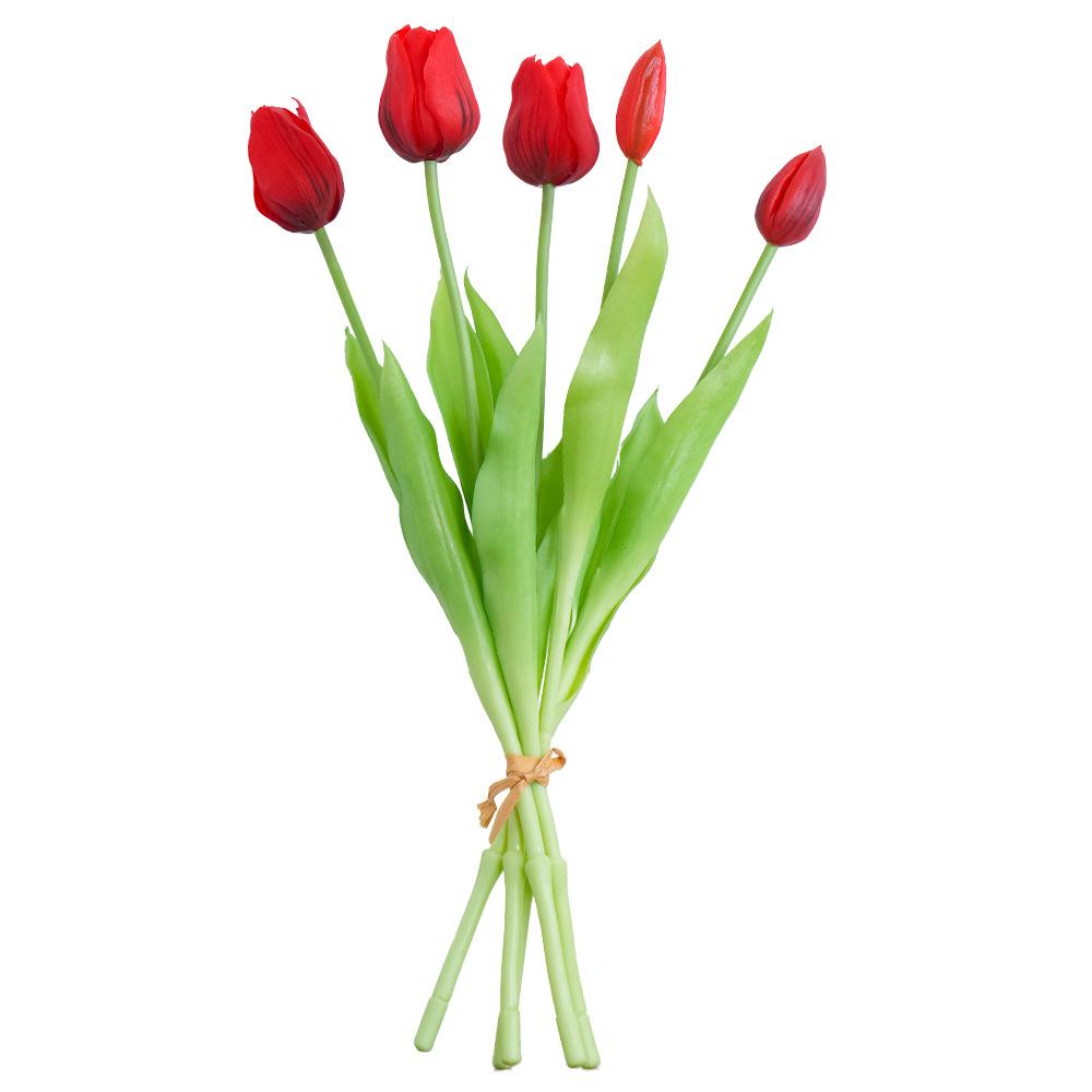 Букет тюльпанов осенней вишни, мягкий резиновый материал, гостиная, светлый роскошный обеденный стол для помещений, высококачественное имитационное цветочное украшение