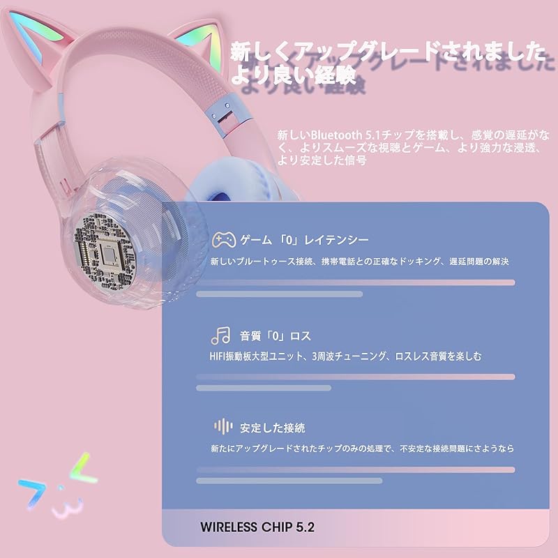kids headphones Megadream with microphone Wireless/Wired Hearing Protection child adult Dual use foldable cat ear headphones Cat ear LED light/both
