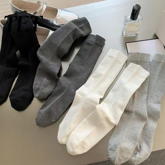 College Style Crew Socks Women Socks, Ribbed Knit for Autumn Winter, Minimalist Solid Non Slip Fitness Color Soft Breathable Stretchy Casual