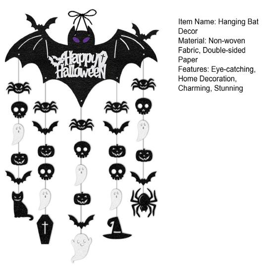 Хэллоуин Черная летучая мышь Подвесная гирлянда Украшение Паук Череп Призрак Тыква Потолочные стримеры для улицы В помещении Стена Дверь Комната Декор