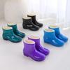 New Velvet Rain Shoes Women's Adult Short Rubber Shoes Thick-soled Warm and Non-slip Kitchen Wear-resistant Waterproof Shoes Rain Boots