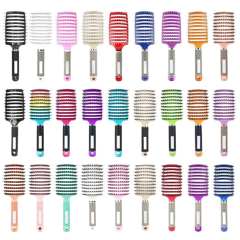 Women's Hair Scalp Massage Comb Bristle Nylon Hair Brush Curling Hair Brush Salon Beauty Tools Vent Compact Customized Logo