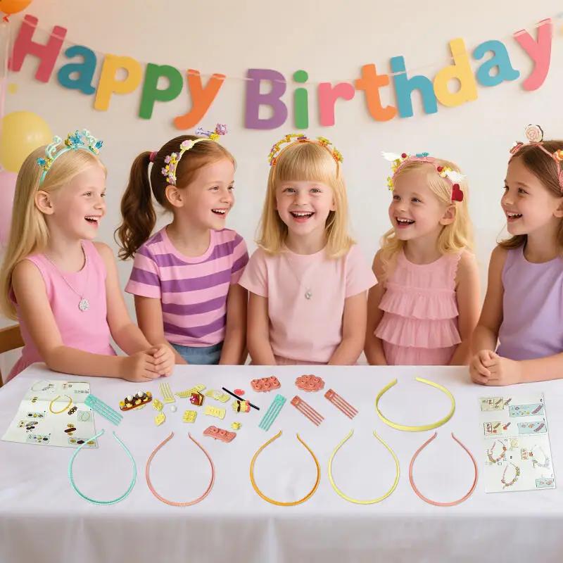 DIY Handmade Beaded Children's Crafts Girls Necklaces Bracelets Hair Clips Kids Pretend Play Makeup Toys Child Manual Activity