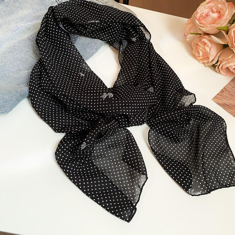 Spring Summer Polka Dot Scarf Elegant Silk Waistband Long Scarf Headband Ladies/Girls