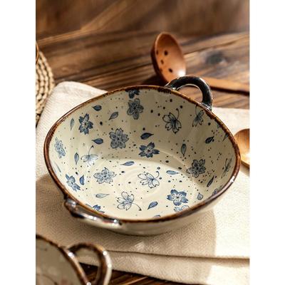 7,5-дюймовая японская домашняя миска для лапши, керамическая миска для супа с ручкой, миска для салата, пасты, кухонная посуда, микроволновая печь, посуда для выпечки