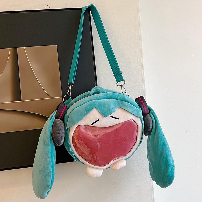 Two-dimensional Bag Female 2025 New Trendy Student Girl Pain Bag Cute Cartoon Soft Doll Big Mouth Bag