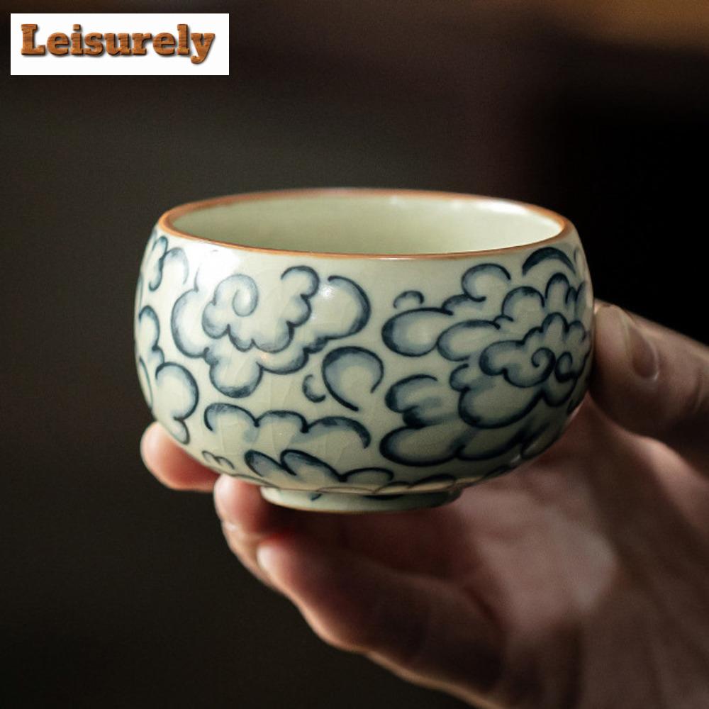 80 мл антикварная китайская фарфоровая чашка для чая Ru Kiln, керамическая чашка Dehua Arhat, большая миска для чая Chazhan Kung Fu, подарочный чайный сервиз