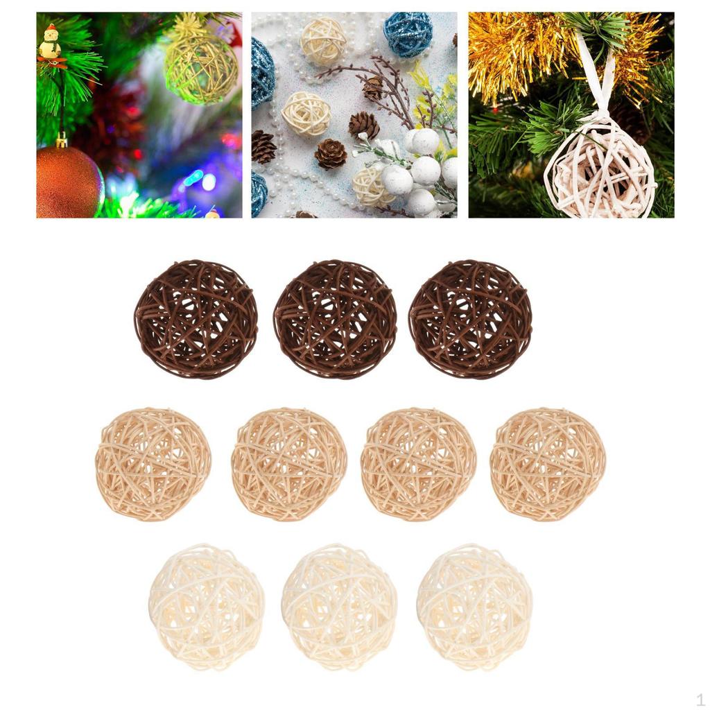 10 Pieces Decorative Rattan Balls Centerpiece Bowls Orbs Vase Fillers House Ornament for Wedding
