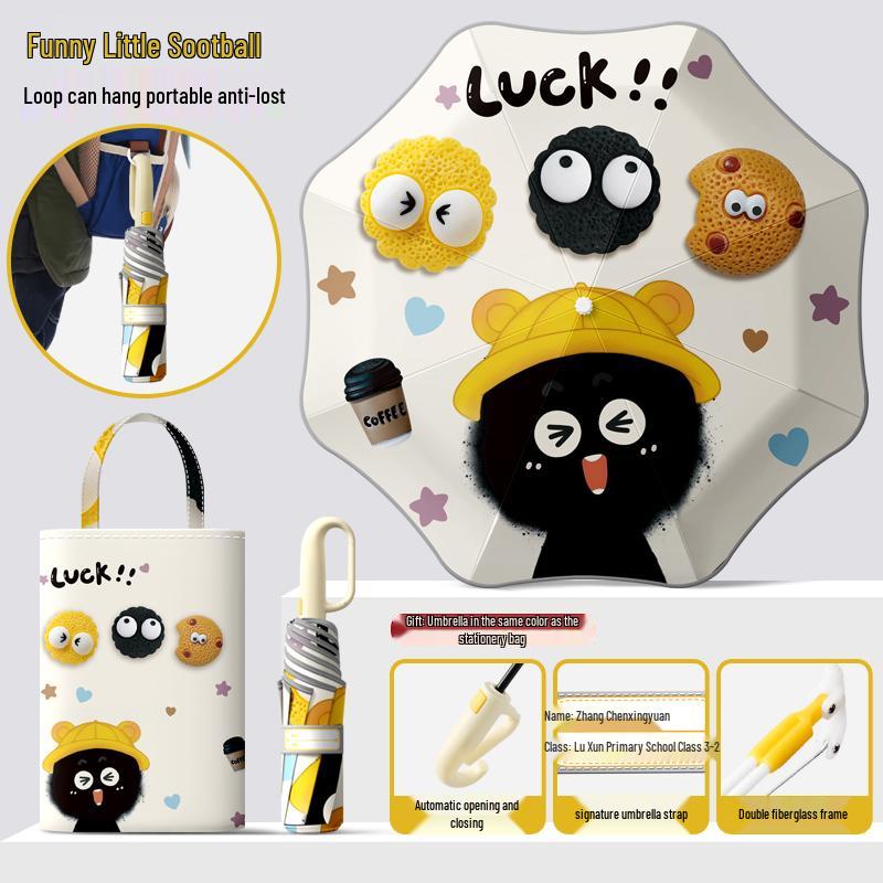 Автоматический складной детский зонт двойного назначения с кольцевой пряжкой – Защита от солнца для школьников и школьниц