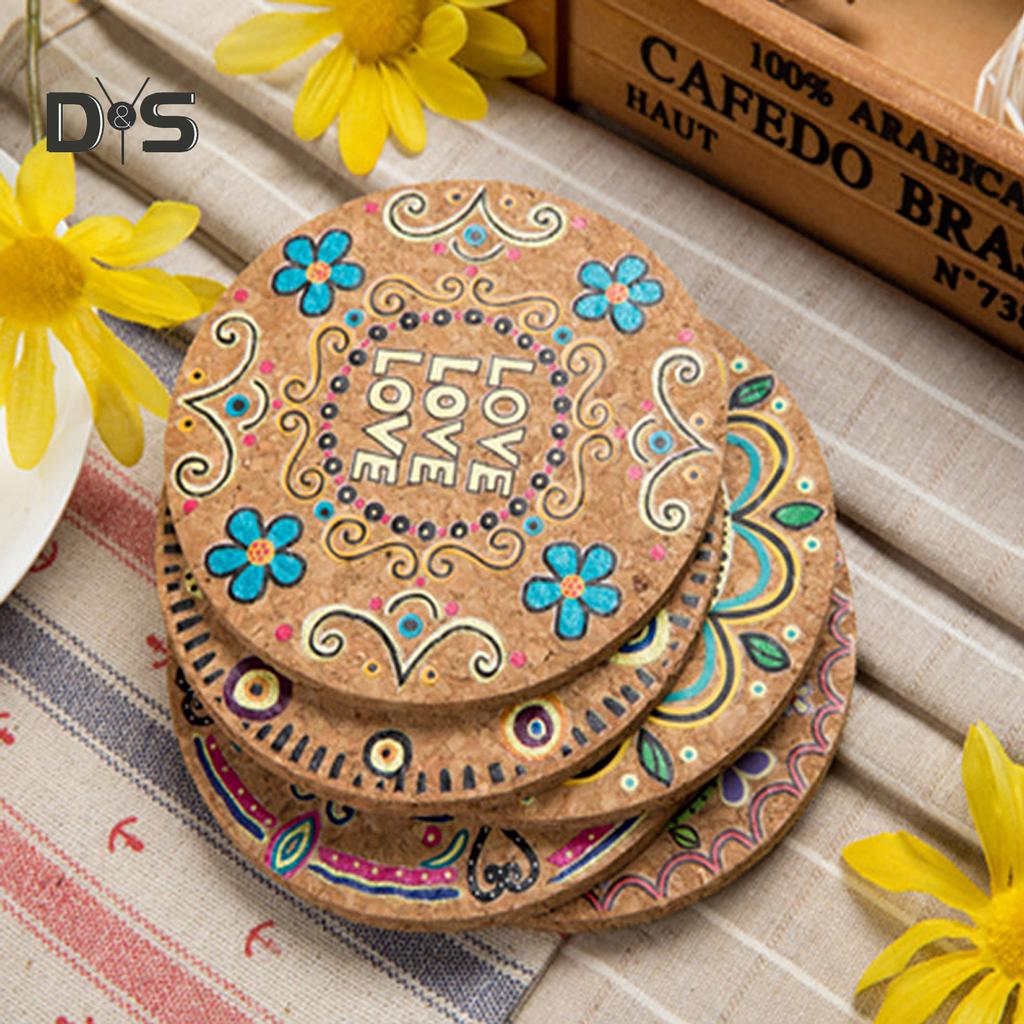 SW 4 шт., подставки для напитков, круглые, теплоизоляционные, из натуральной пробки, коврик для чашки, настольный декор