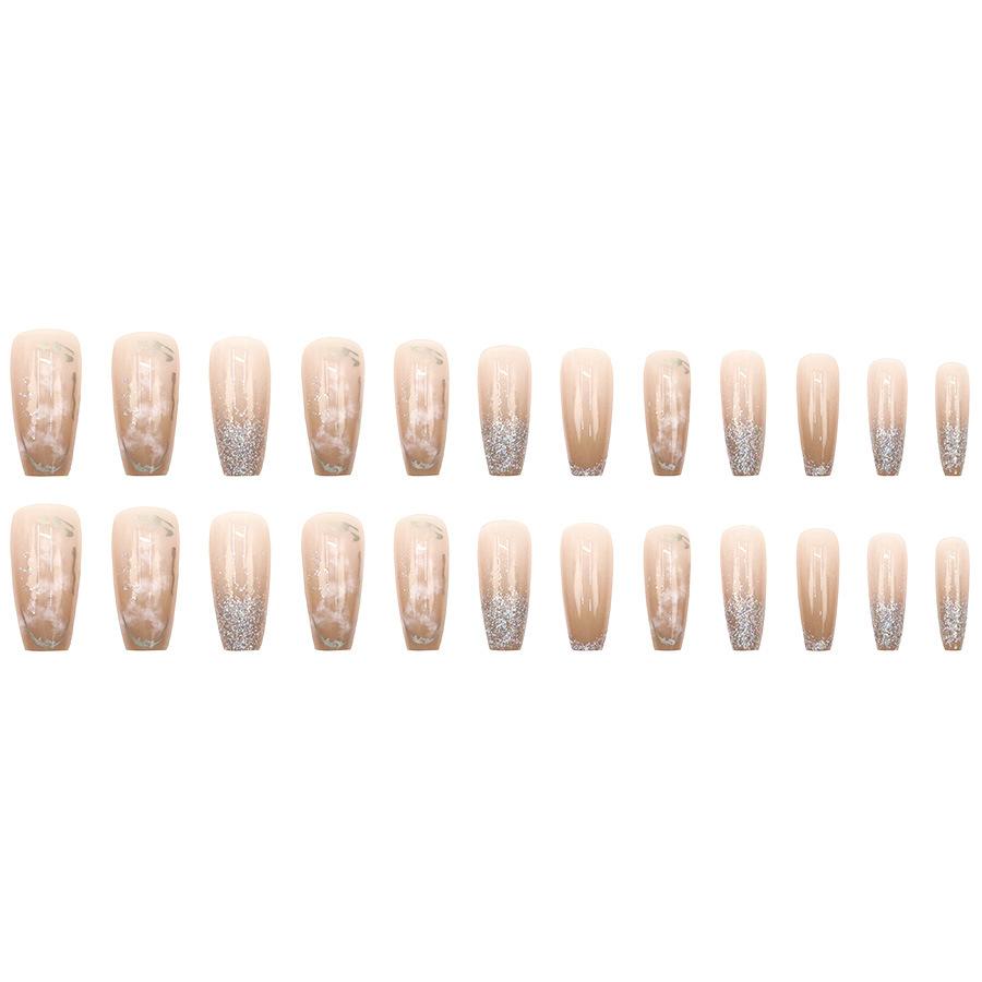 24 шт. Новый осенне-зимний дизайн ногтей с размазыванием, современные ногти белого цвета, модные и простые, легкая роскошь, балетные ногти 24 шт., ногти в стиле ношения