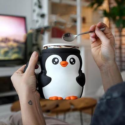 Милый пингвин держатель для пинты мороженого, 3D-печать контейнеров для пинты мороженого с ручками против замерзания, ложки, рукав-подстаканник для пивной банки