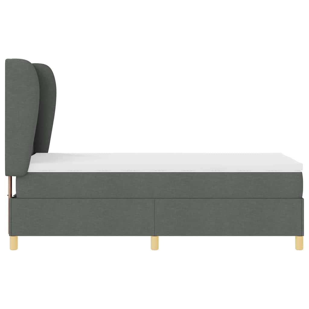 Boxspring Bed with Headboard Dark Grey 200 x 100 cm Fabric