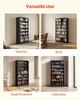 Media Storage Cabinet, 7-Tier DVD Shelf Organizer, 70 x 30 x 140 cm Multimedia Storage Organizer for CDs, DVDs, Books and Games, CD Shelf for Living