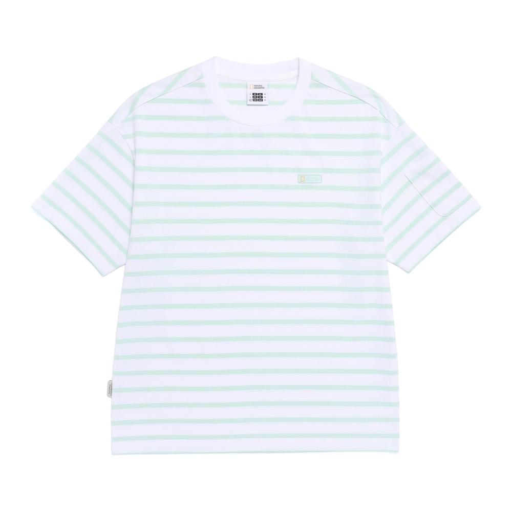 NATIONALGEOGRAPHIC N262Uts030 Striped Semi-Overfit Pocket Short Sleeve T-Shirt Mint