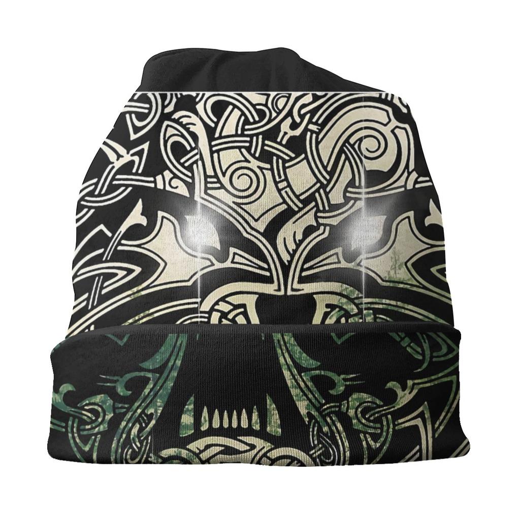 Fenrir Wolf Nature Norse Mythology Viking Washed Warm Bonnet Outdoor Casual Beanies Protection Unisex Women Hats