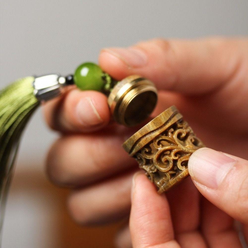 Engrave Cell Phone Chain Yellow Sandalwood Car Sachet Pendant Carved Wooden Pendants Unisex