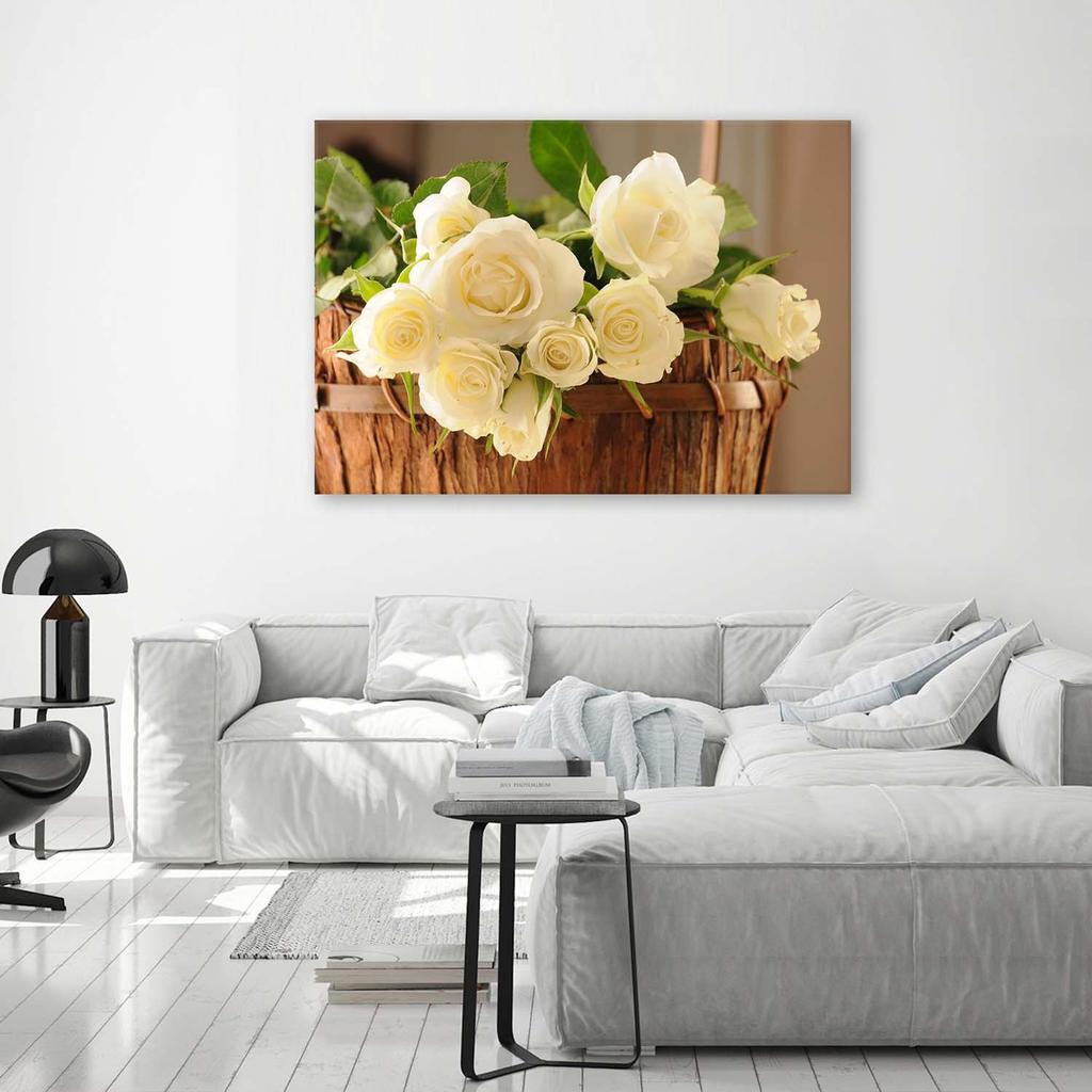 Canvas print, Yellow and white roses