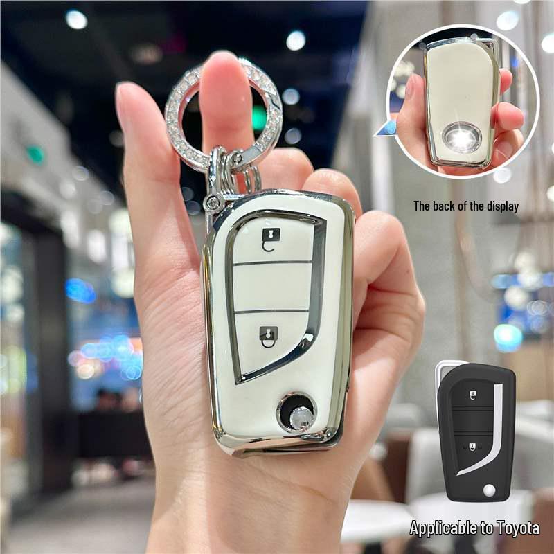 Silver Edge Key Case for Toyota Models: Corolla, RAV4, Camry, Vios, Highlander