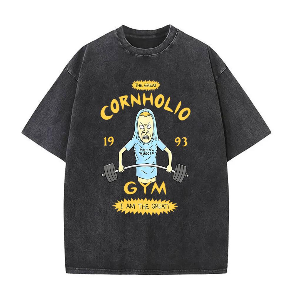 Футболка с принтом The Great Cornholio Gym I Am The Great Funny Meme, Бивис и Баттхед, винтажная стирка, мужская, ретро, оверсайз