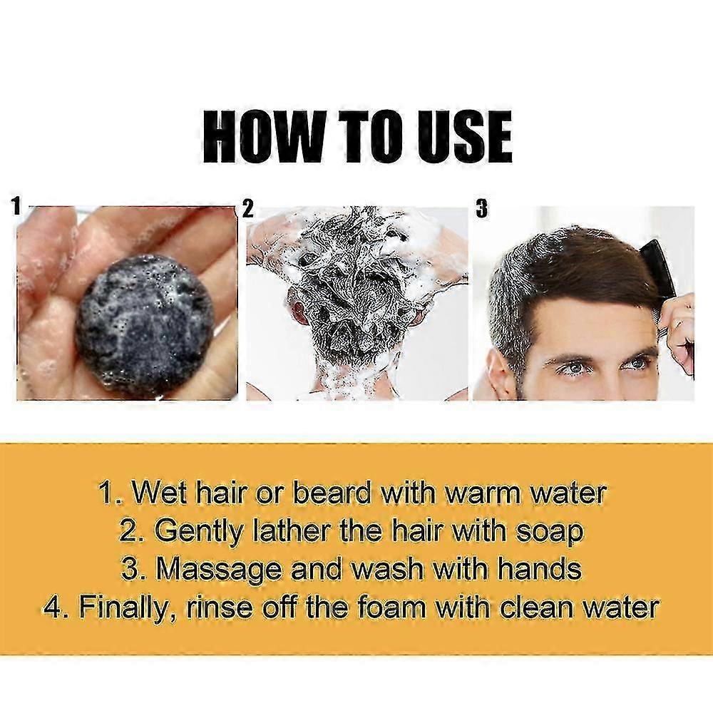 3pcs Gray Hair Reverse Bar, Organic Hair Darkening Soap, Natural Mane Gray Reverse Bar for Men & Women, Hair Darken Soap Bar