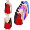 Kids Girls Long Sleeve Sparkling Rhinestone Decor Hollow Back Gymnastics Dance Skating Dresses