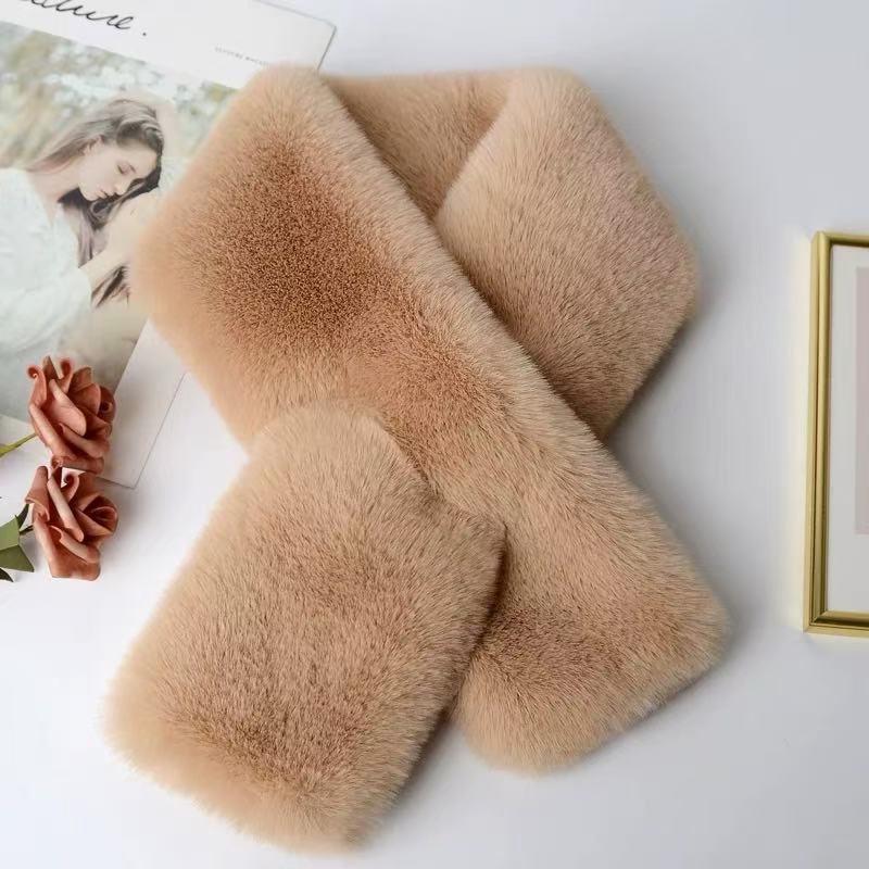 Soft Plush Scarf: Faux Rex Rabbit Fur, Double-Sided, Thick & Warm Winter Neck Warmer