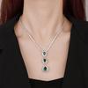 Luxury Fashion Emerald Sapphire Ruby Water Drop Long Pendant Zircon Tennis Necklace for Women Engagement Wedding Party Jewelry