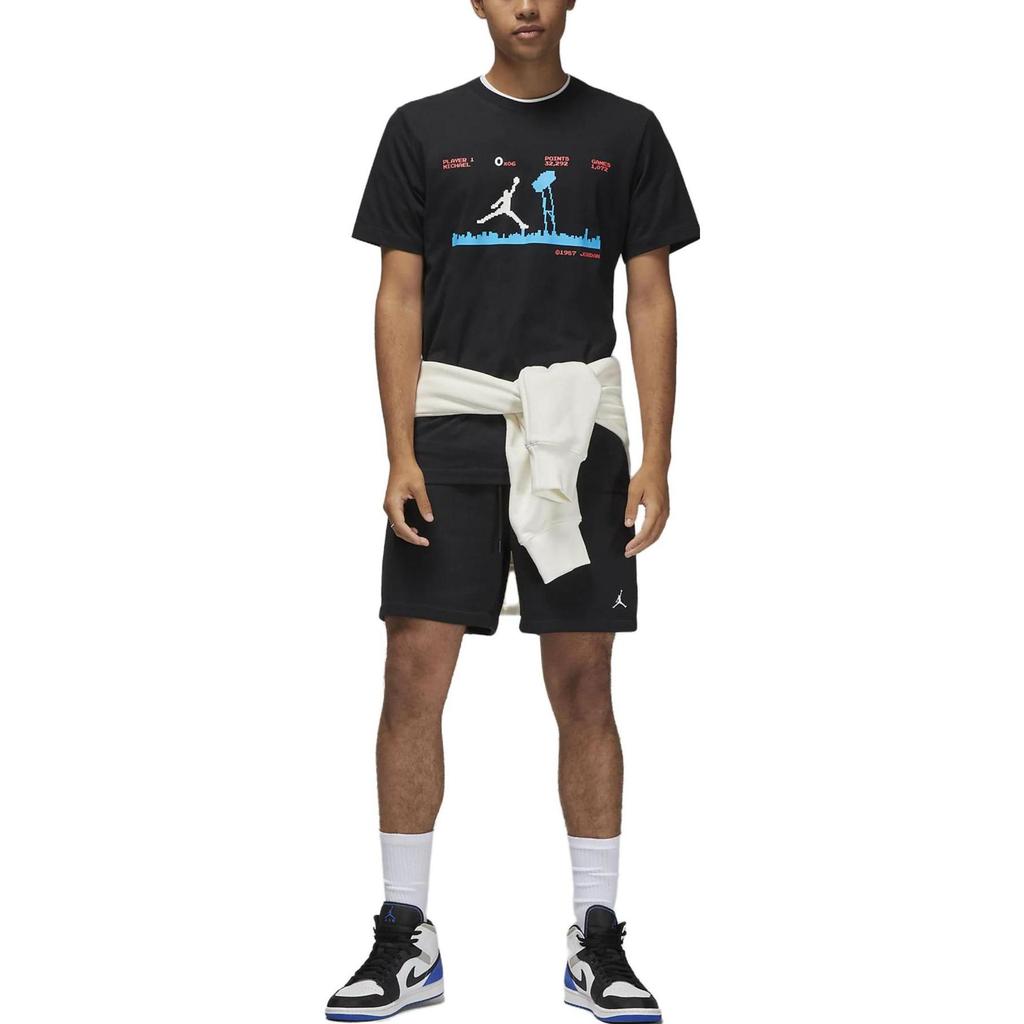 Jordan Pixel Character Logo Print T-Shirt Men Tops Black DZ4018-010