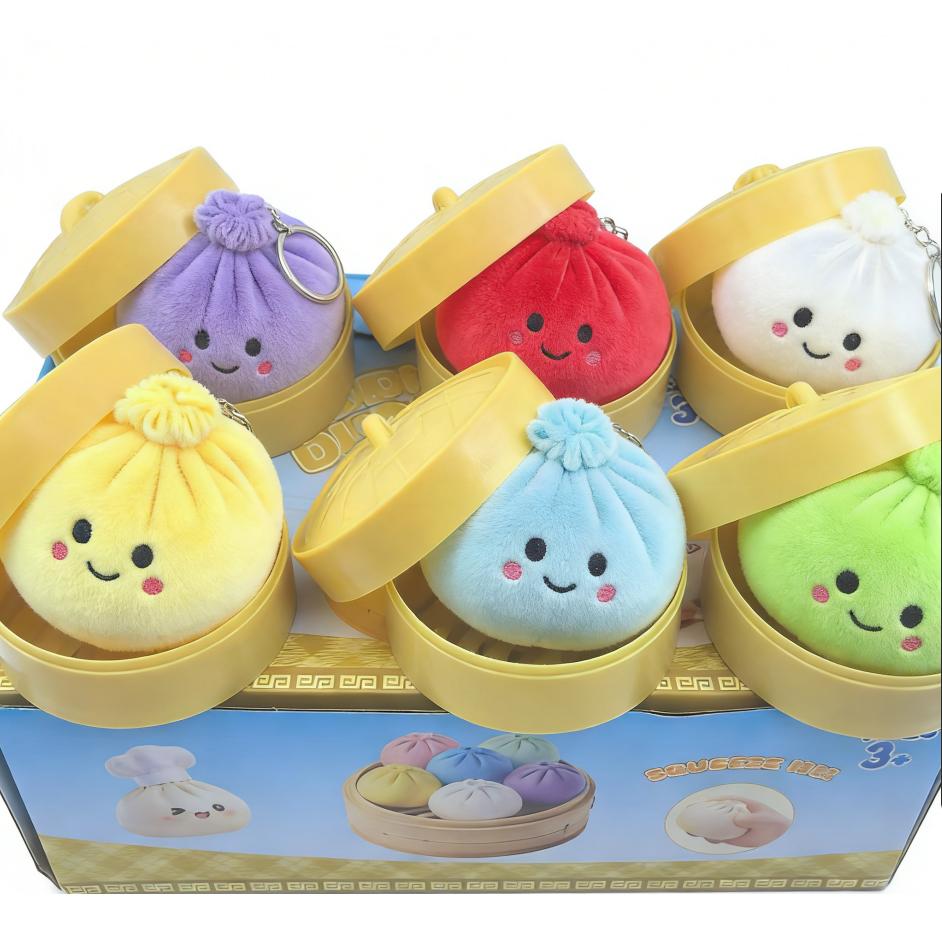 New Plush Squishies Dumpling Bun Toy, Slow Rising Glitter Dumpling Stress Ball, Stress Relief Fidget Toy for Home Office Travel