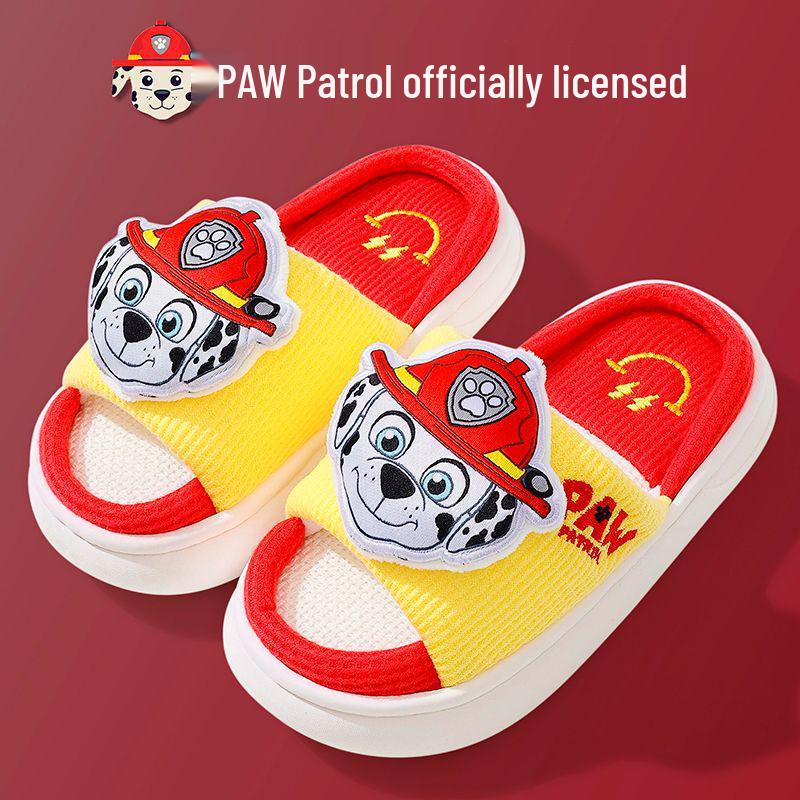 Paw Patrol 3D Cartoon Kids Non-Slip Indoor Slippers for Boys & Girls - Spring/Autumn Linen