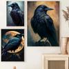 Акварель Череп Черного Ворона Луна Ворон Иллюстрация Постер Холст Живопись Абстрактное Животное Настенное Искусство Для Гостиной Домашний Декор