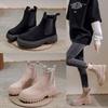 Fashion Chelsea Boots Chunky Boots Women Winter Shoes Cow Suede Ankle Boots Black Female Autumn Fashion Platform Booties