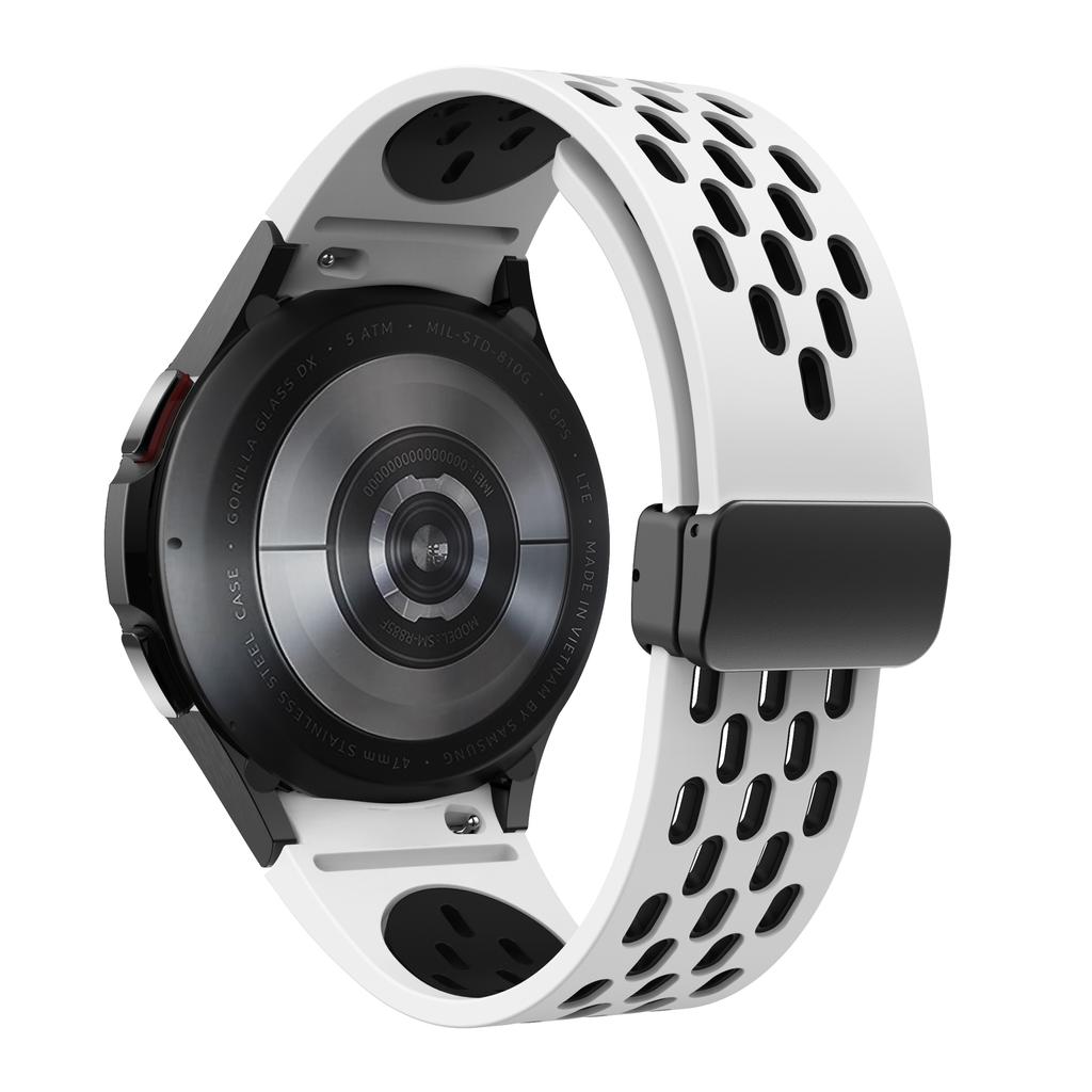 For Samsung Galaxy Watch FE 40mm Watch6 40mm Watch6 44mm Watch6 Classic 43mm Silicone Watchband Black Buckle Strap