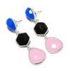 Rose Quartz, Spinel Gemstone 925 Sterling Silver Jewelry Earring 2.21" KJ-1665