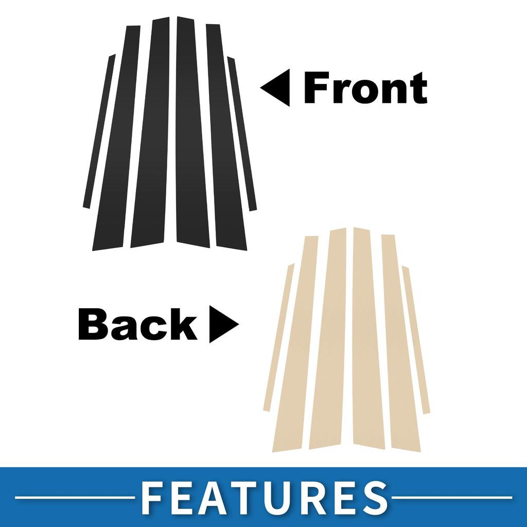 ABSOPRO Door Pillar Window Trim Stickers Pillar Post Door Outer Exterior Covers for Mitsubishi Lancer Black Anti-Scratch 2002-2007,